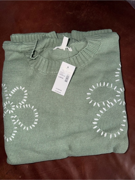 Maurices Sweaters - Maurices Sage Green Crewneck Sweater with White Embroidery